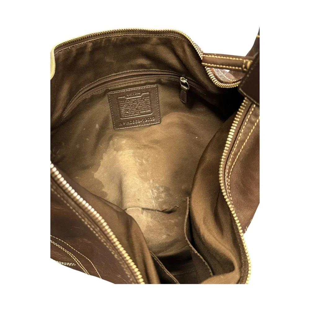 Coach Ergo Hobo Bag Womens Large Brown Fair Leather Contrast Stitch 10332